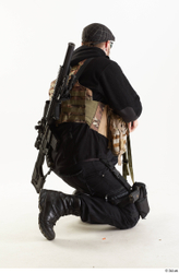 Whole Body Weapons-Rifle Man Pose with machine rifle White Army Athletic Bearded Studio photo references